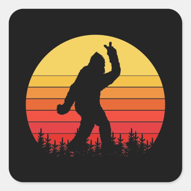 Retro Bigfoot Surfer Believe Dude Square Sticker (Front)
