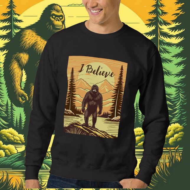 Retro Bigfoot Vintage Sasquatch Mountains   Sweatshirt (Creator Uploaded)