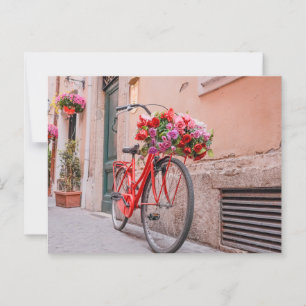 Retro Bike and Floral Postcard