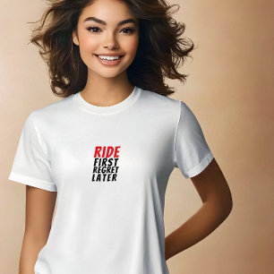 Retro bike Girl Irony black red Tri-Blend Shirt