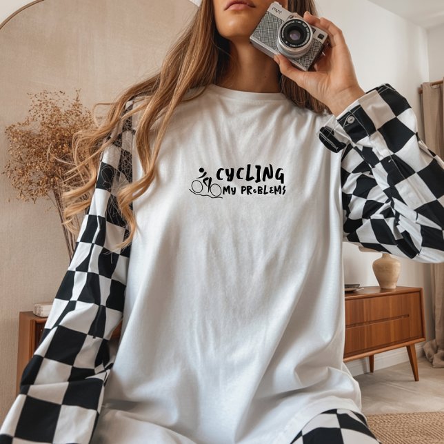 Retro bike Girl Irony black Tri-Blend Shirt (T-shirt - a cool vintage bike design and the fun saying "Ride First, Regret Later".)