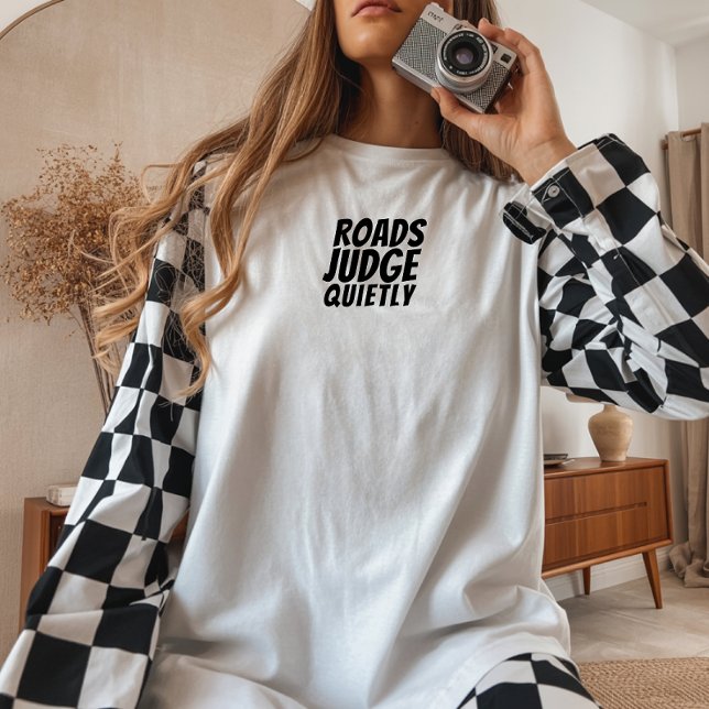 Retro bike Girl Irony black Tri-Blend Shirt (It features a cute, retro bike design and the fun saying "Roads Judge Quietly." )