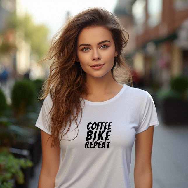 Retro bike Girl Irony black Tri-Blend Shirt (This tee is got a cute retro bike vibe paired with the fun saying "Coffee, Bike, Repeat.")