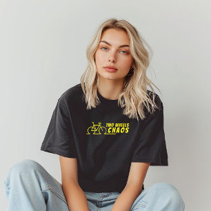Retro bike Girl Irony black yellow Tri-Blend Shirt