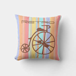 Retro Bike Polyester Throw Pillow 16" x 16"