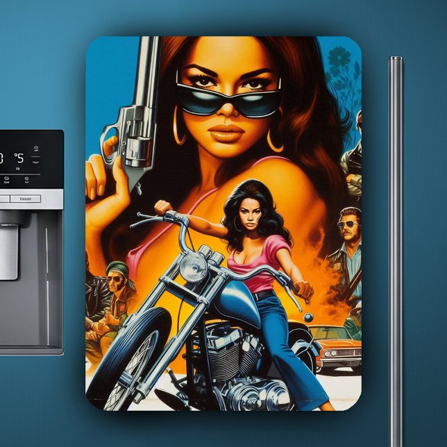 Retro Biker Girls Magnet (Creator Uploaded)