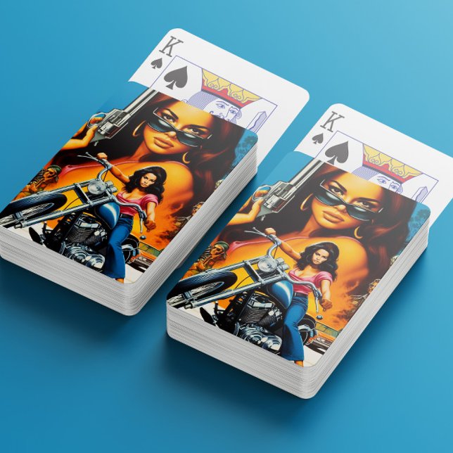 Retro Biker Girls Playing Cards (Creator Uploaded)
