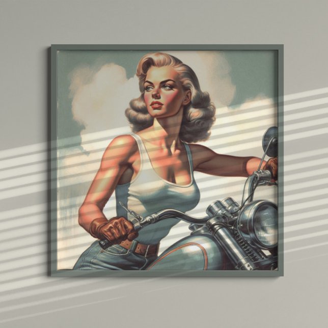 Retro Biker Woman Poster (Creator Uploaded)