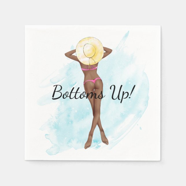 Retro Bikini Girl Adult Party Napkin (Front)