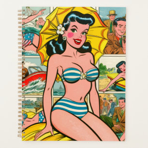Retro Bikini Girl Summer Comics Planner