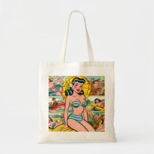 Retro Bikini Girl Summer Comics Tote Bag