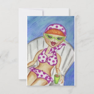 Retro Bikini Summer Pool BBQ Party Invitations