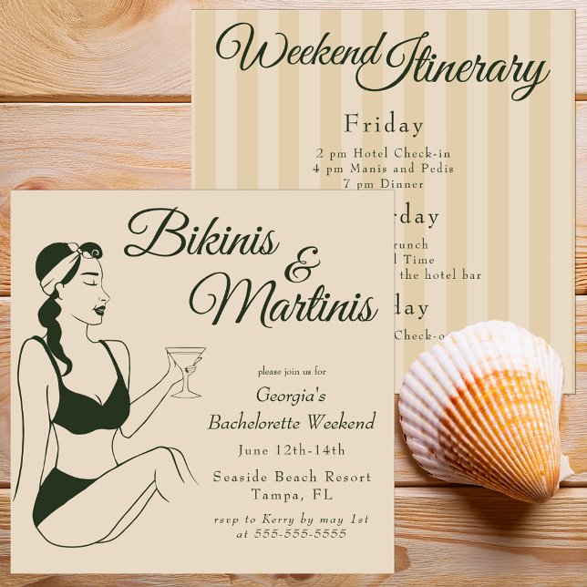 Retro Bikinis & Martinis Bachelorette Invitation (Creator Uploaded)