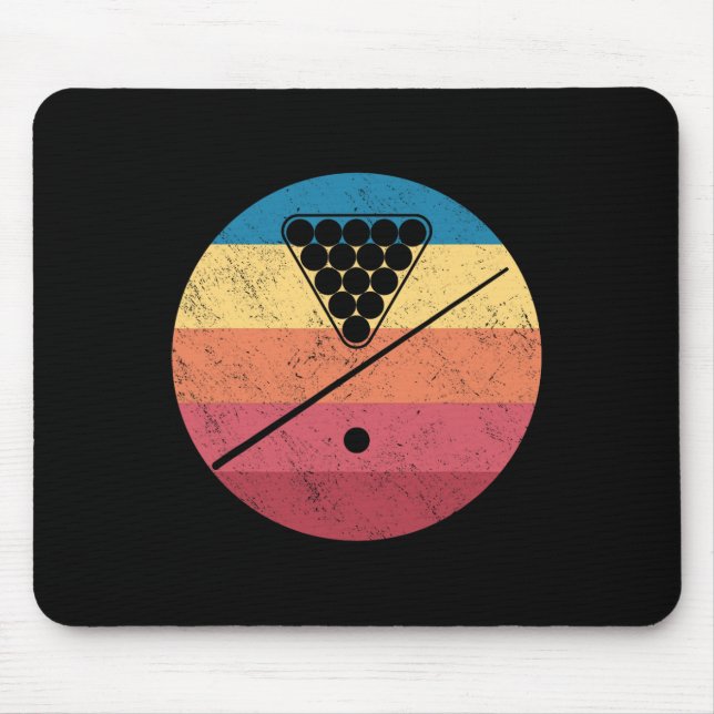 Retro Billiards Cue Stick Pool Table Snooker Pyram Mouse Pad (Front)