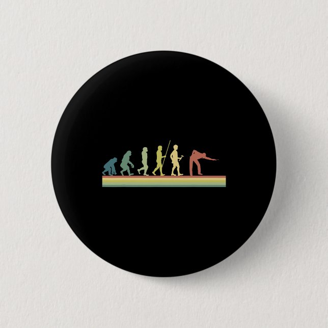 Retro Billiards Human Evolution Lover Gift Pool Sn 6 Cm Round Badge (Front)