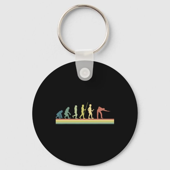 Retro Billiards Human Evolution Lover Gift Pool Sn Key Ring (Front)