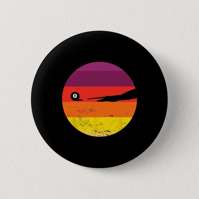Retro Billiards Silhouette Pool Table Snooker Pyra 6 Cm Round Badge (Front)