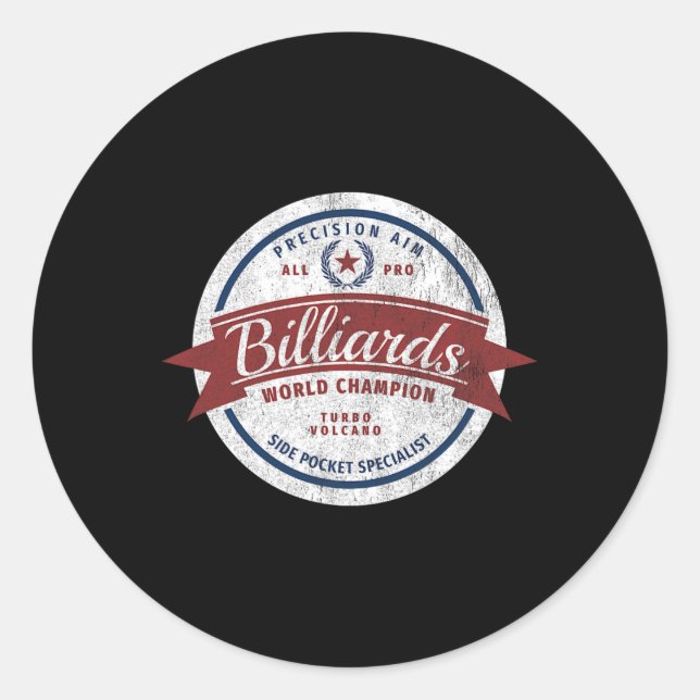 Retro Billiards World Champion “side Pocket Specia Classic Round Sticker (Front)