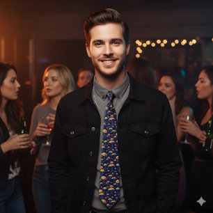 Retro Bioluminescent Mushrooms Tie