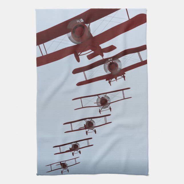 Retro Biplane Tea Towel (Vertical)