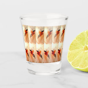 Retro Bird Art Flying Kingfishers Shot Glass