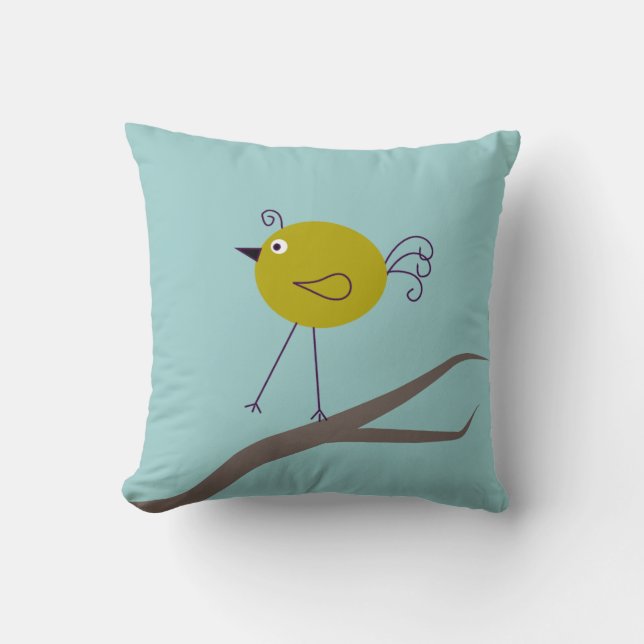 Retro Bird Decorative Pillow (Front)
