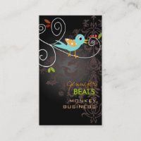 Retro bird on a branch + black + coffee