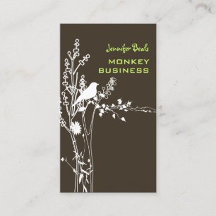 Retro bird on a branch/DIY background/brown Business Card