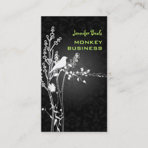 Retro bird on a branch + graphite business card