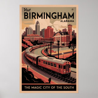 Retro Birmingham, Alabama Travel Poster