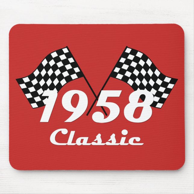 Retro Birthday 1958 Classic Checked Race Flag Mouse Pad (Front)