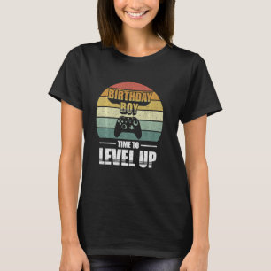Retro Birthday Boy Time To Level Up Video Game Bir T-Shirt