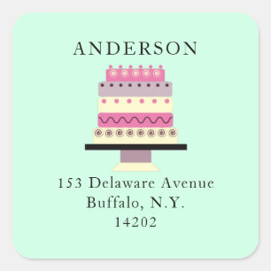 Retro Birthday Cake Baking Return Address Label