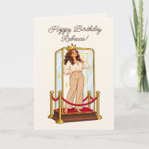 Retro Birthday Card Elegant Brunette Woman