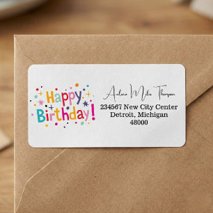 Retro Birthday Confetti Address Labels