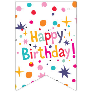 Retro Birthday Confetti Bunting Flags