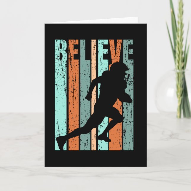 Retro Birthday Mens American Football Orange Green Card (Front)