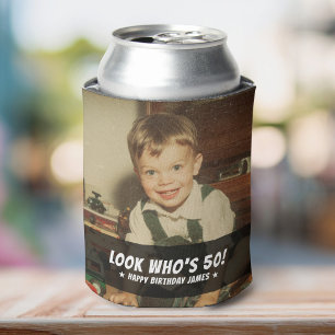 Retro Birthday Party Favour Photo Can Cooler