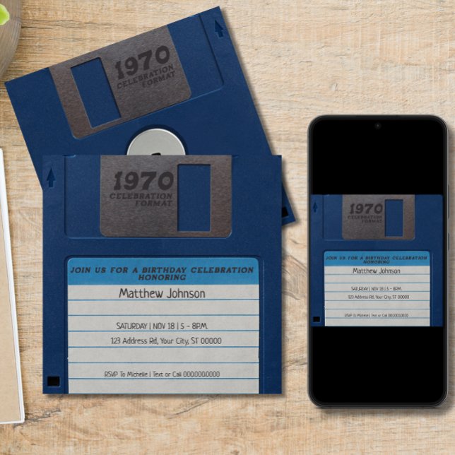 Retro Birthday Party, Floppy Disc Invitation (Creator Uploaded)