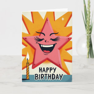 Retro Birthday Star Card