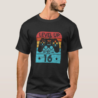 Retro Birthday Video Game 16 Years Old Gamer Level T-Shirt