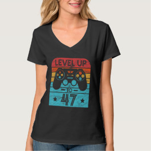 Retro Birthday Video Game 47 Years Old Gamer Level T-Shirt