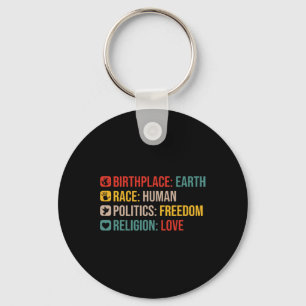 Retro Birthplace Earth Race Human Politics Freedom Key Ring