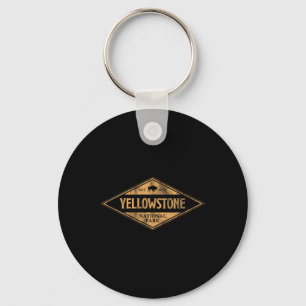 Retro Bison Yellowstone National Park 1872 Hiking Key Ring
