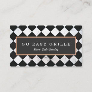 Retro Bistro Chef Catering Chequered Tile Business Card
