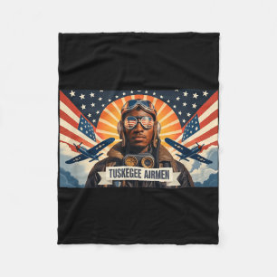 Retro black airmen black history world war 2 fleece blanket