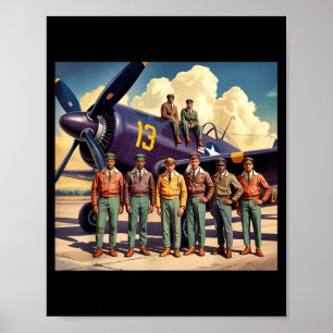 Retro black airmen black history world war 2 poster