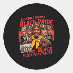 Retro Black Airmen Black History World War 2 Tuske Classic Round Sticker