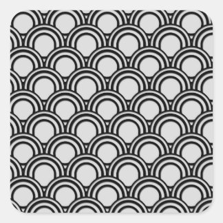 Retro Black and White Art Deco Abstract Pattern Square Sticker