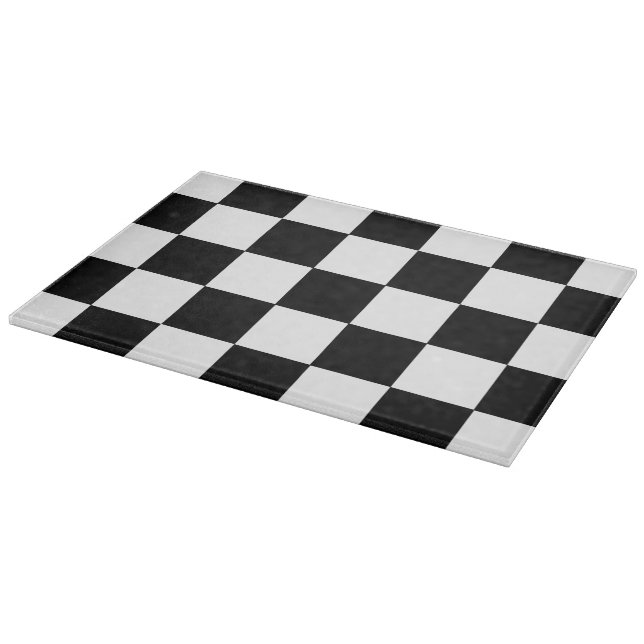 Retro Black and White Chequerboard Cutting Board (Corner)